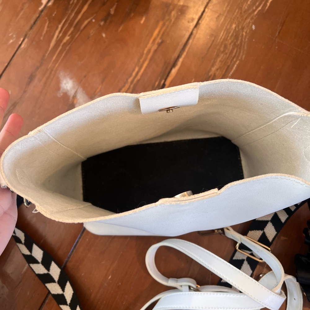 White Women's Bag with Patterned Strap - Picture 2 of 2